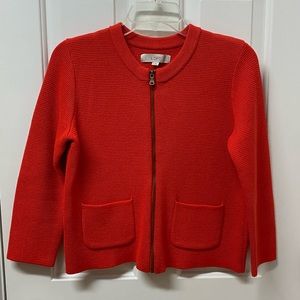 LOFT Coral Zippered Cardigan